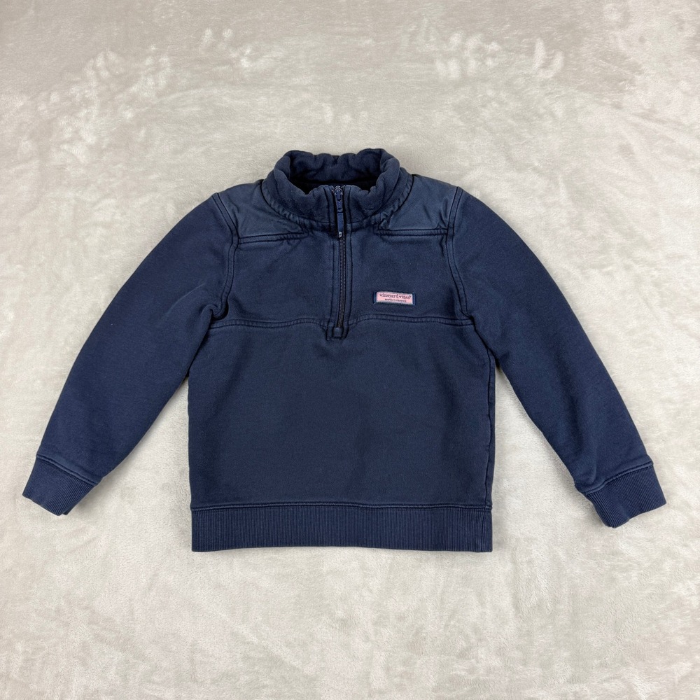 Vineyard Vines Kids 6 Navy Blue 1/4 Zip Pullover Preppy School Sweatshirt